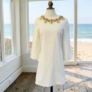 MILLY NEW YORK White Cotton Jewel Embellished Dress Size 10